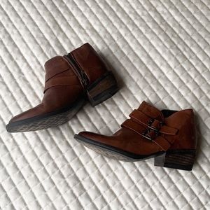 Brown Leather Ankle Booties Size 6